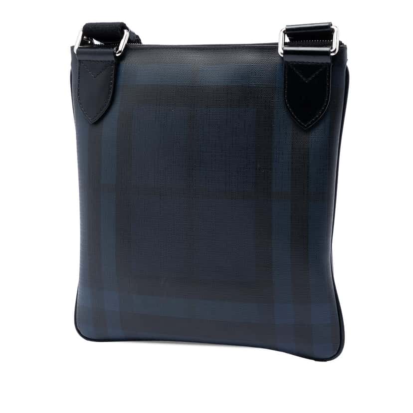 Burberry Smoke Check Coated Canvas Beckley Crossbody Blue Very good condition - Back View