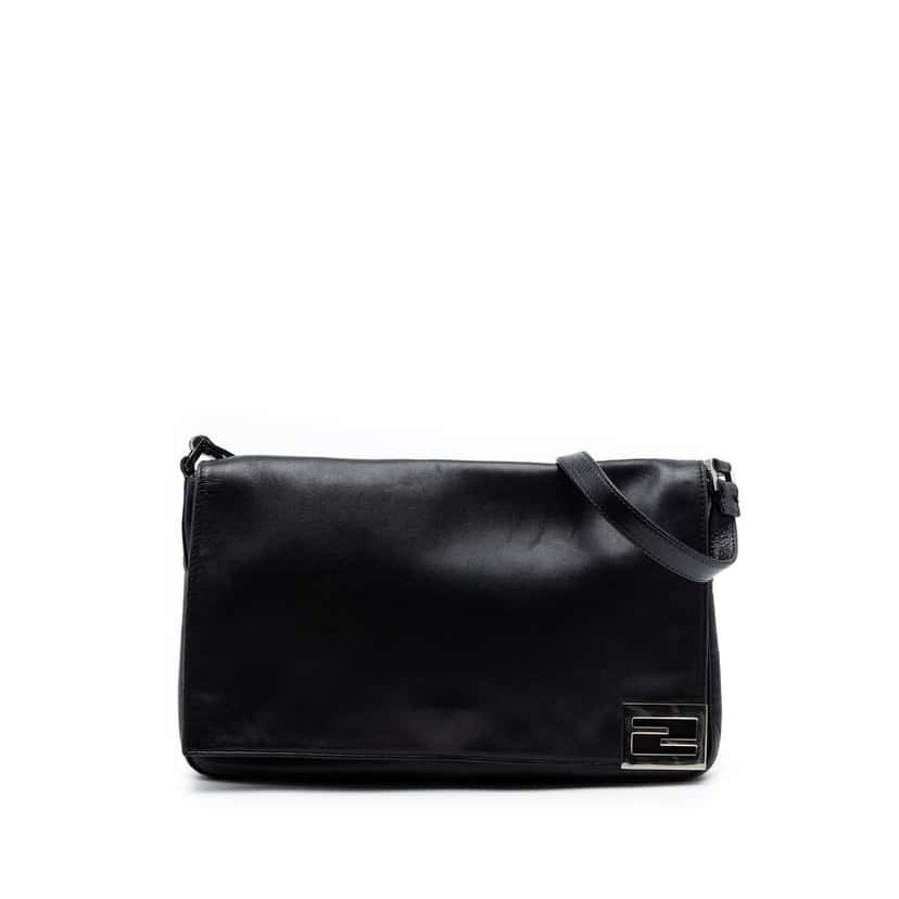 Fendi Calfskin FF Shoulder Bag Black Leather Very good condition - Front View