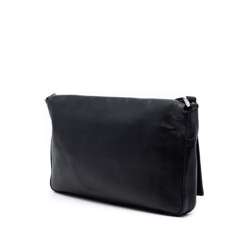 Fendi Calfskin FF Shoulder Bag Black Leather Very good condition - Back View