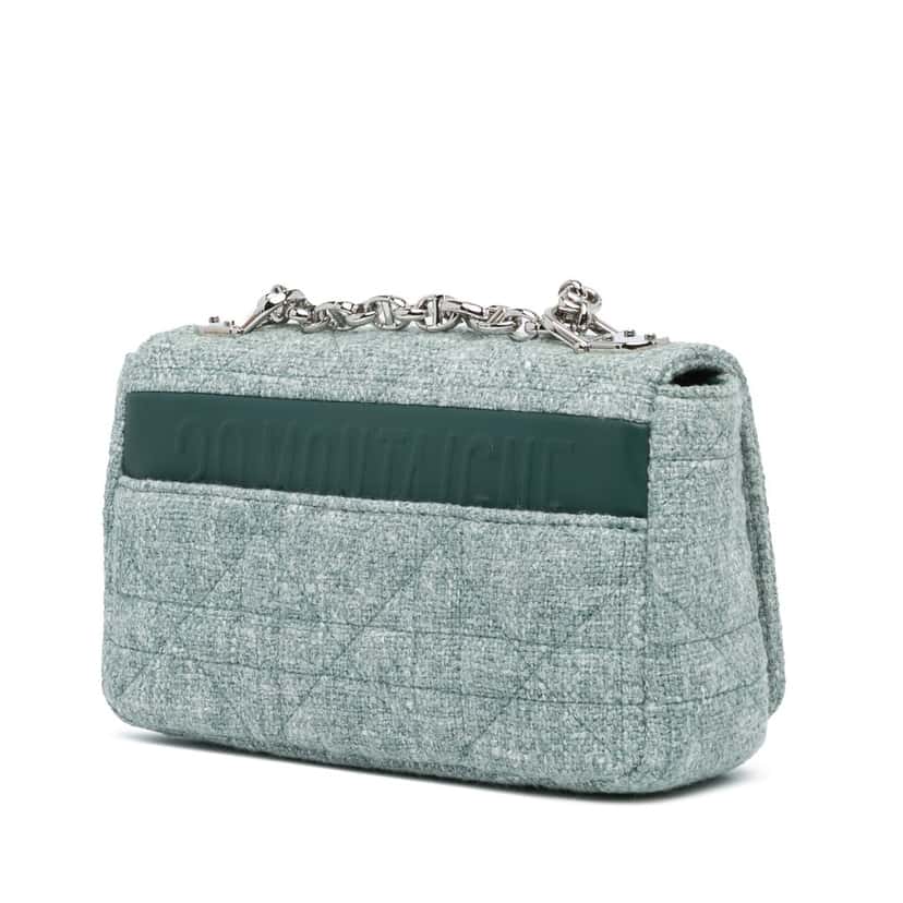 Dior Small Tweed Macrocannage Caro Bag Green Very good condition - Back View