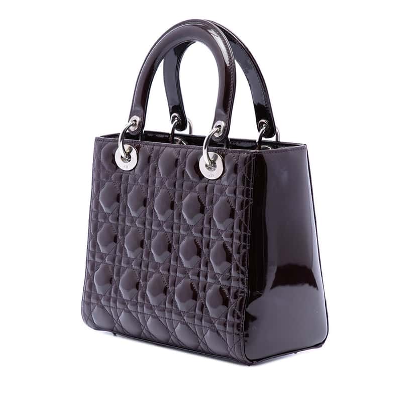 Dior Medium Patent Cannage Lady Dior Purple Leather Very good condition - Back View