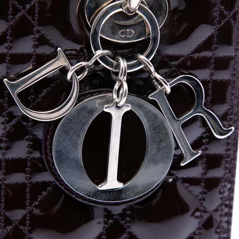 Dior Medium Patent Cannage Lady Dior Purple Leather Very good condition - Box View