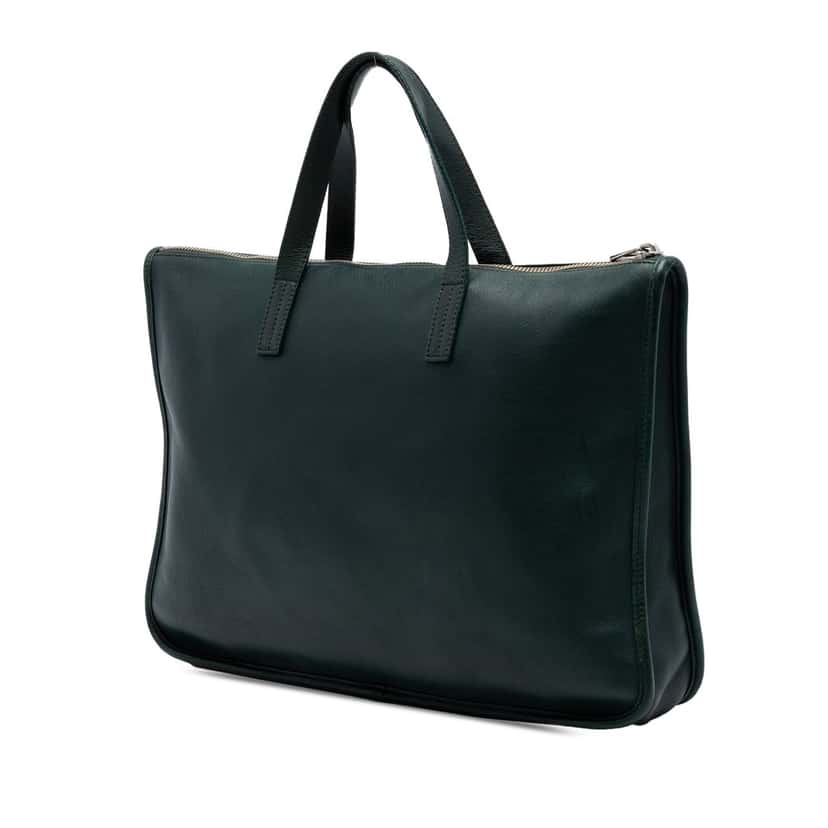 Loewe Leather Anagram Toledo Briefcase Green Leather Very good condition - Back View