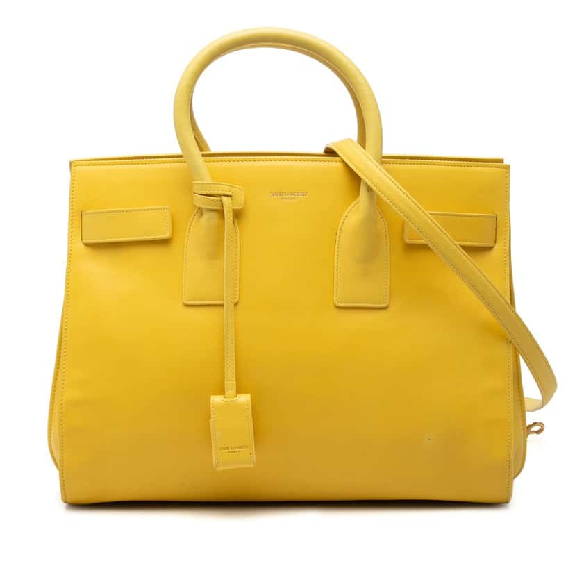 Saint Laurent Small Leather Sac De Jour Satchel Yellow Leather Very good condition - Front View