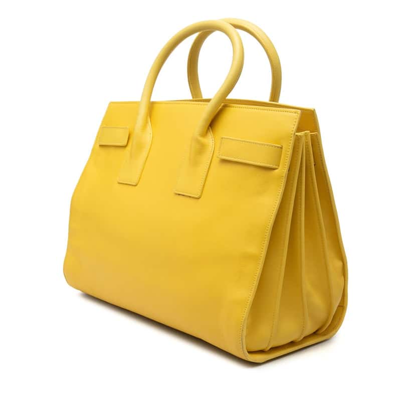 Saint Laurent Small Leather Sac De Jour Satchel Yellow Leather Very good condition - Back View