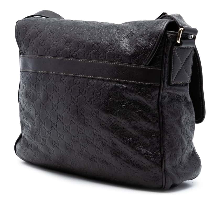 Gucci Guccissima Messenger Bag Black Leather Very good condition - Back View