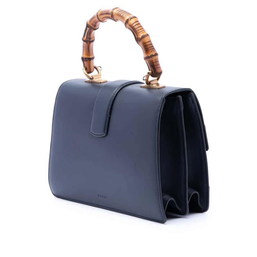 Gucci Medium Leather Bamboo Dionysus Web Satchel Blue Leather Very good condition - Back View