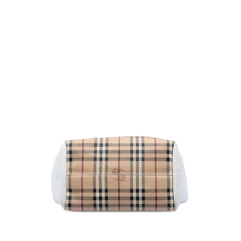 Burberry Small Leather Trimmed Haymarket Check Coated Canvas Canterbury Tote Beige Very good condition - Inside View