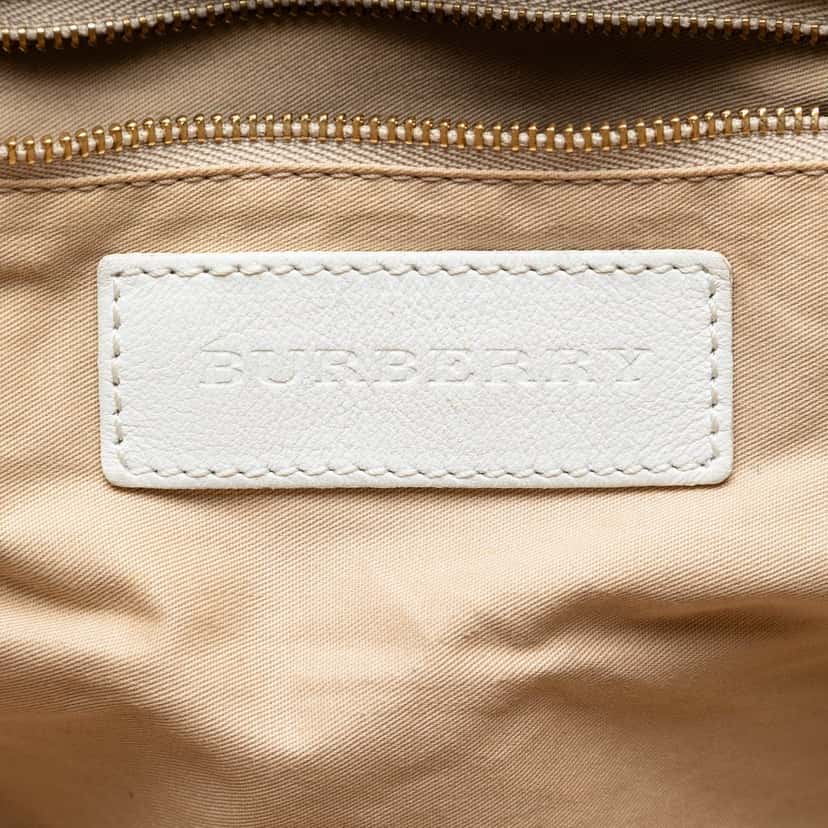 Burberry Small Leather Trimmed Haymarket Check Coated Canvas Canterbury Tote Beige Very good condition - Box View