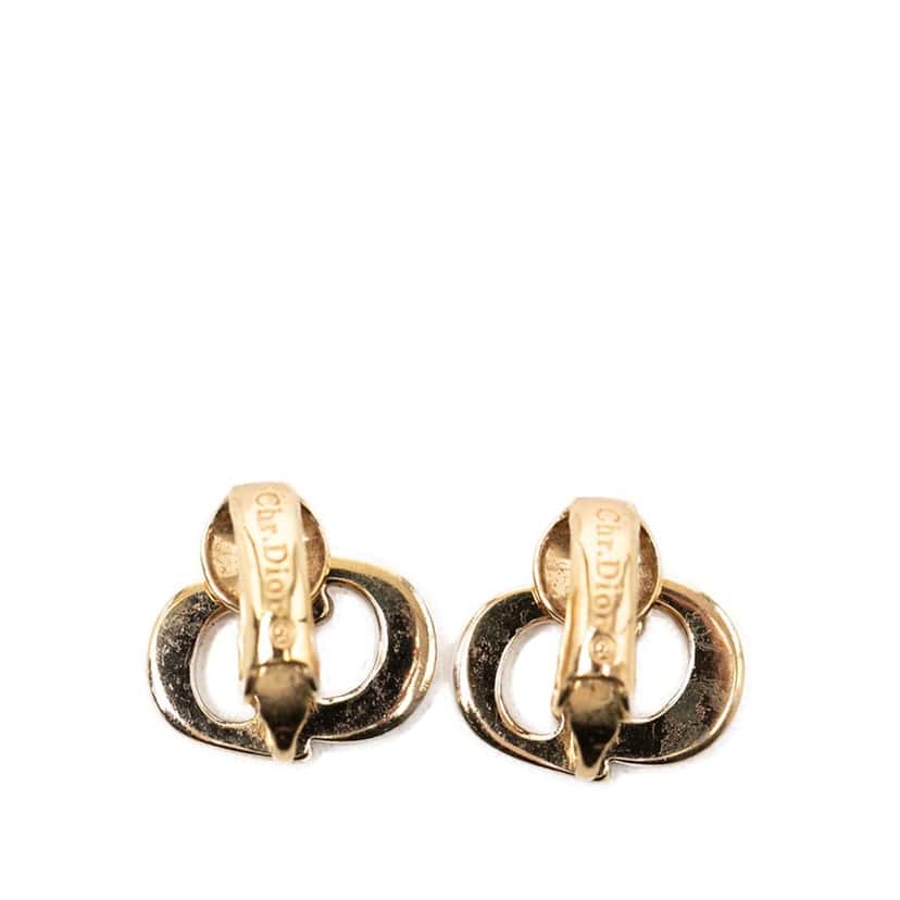 Dior Gold Plated CD Logo Clip On Earrings Gold Metal Very good condition - Back View