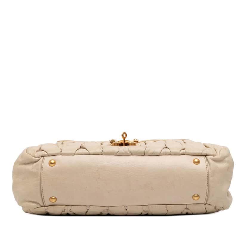 Miu Miu Matelasse Nappa Coffer Satchel Beige Leather Very good condition - Inside View