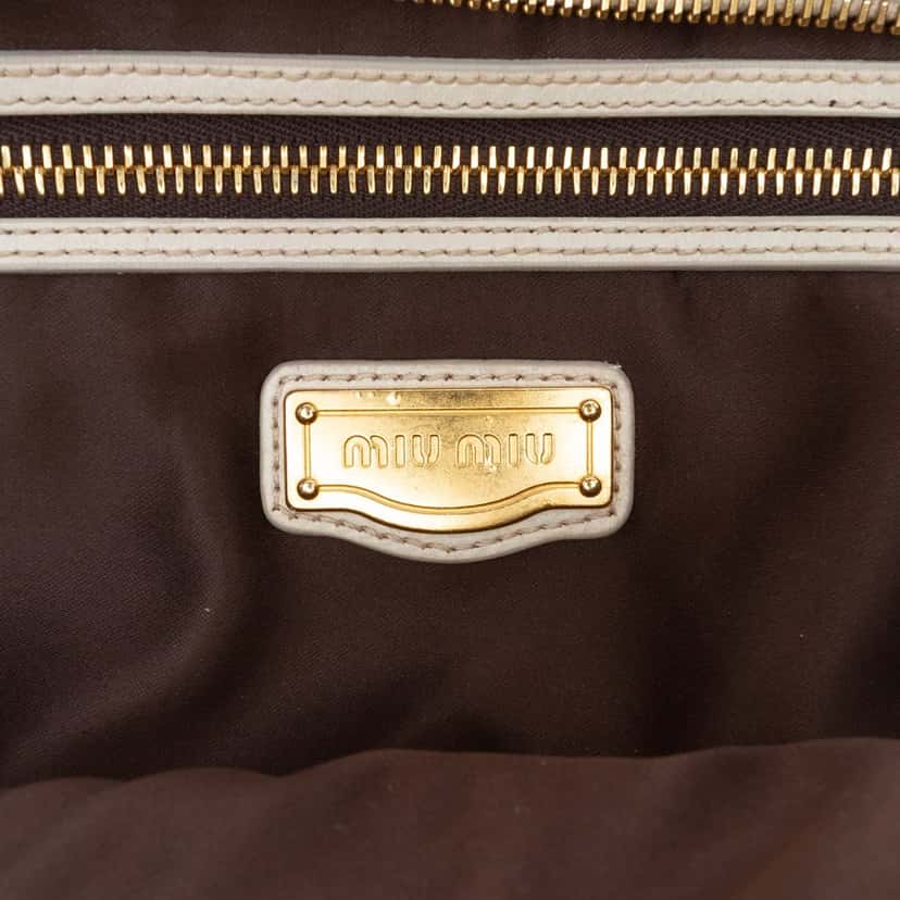 Miu Miu Matelasse Nappa Coffer Satchel Beige Leather Very good condition - Box View