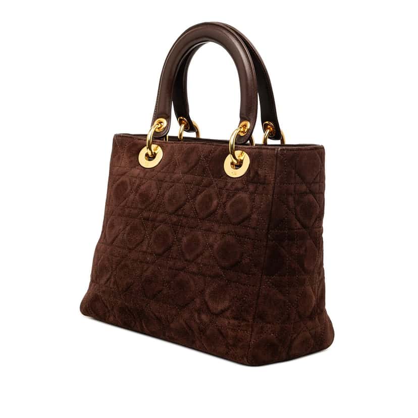 Dior Medium Suede Cannage Lady Dior Brown Leather Very good condition - Back View