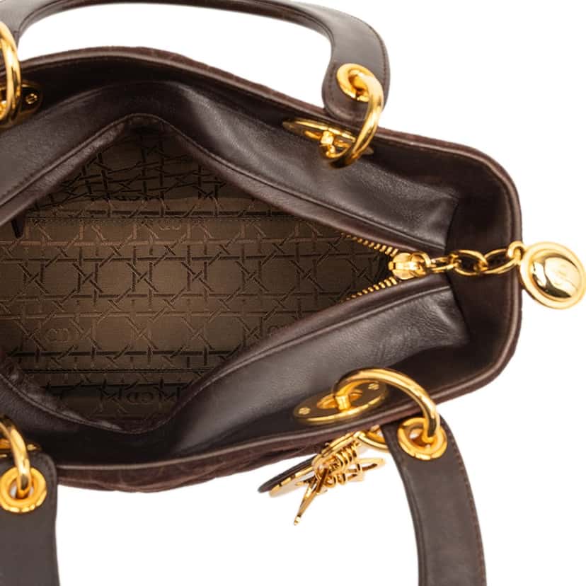 Dior Medium Suede Cannage Lady Dior Brown Leather Very good condition - Model View