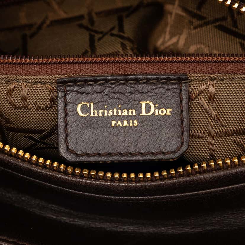 Dior Medium Suede Cannage Lady Dior Brown Leather Very good condition - Box View