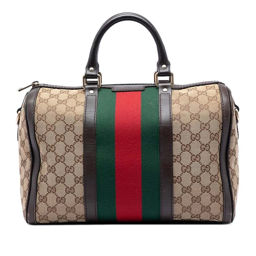 Gucci Medium GG Canvas Web Joy Boston Bag Beige Very good condition - Front View