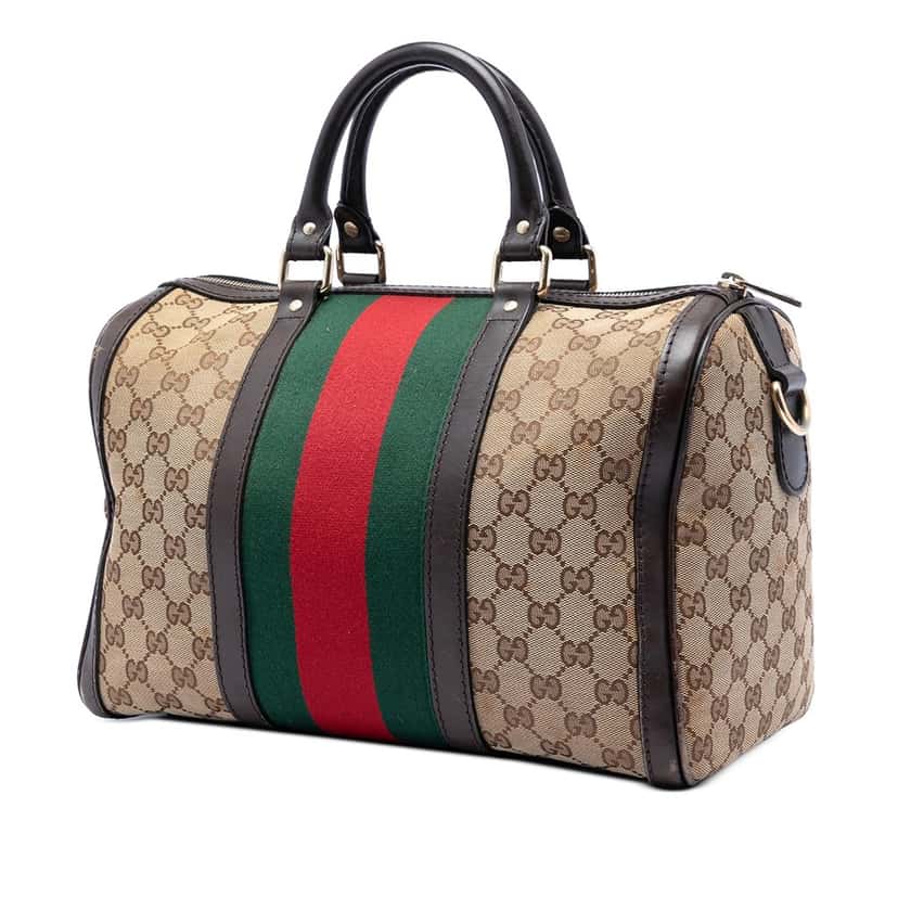Gucci Medium GG Canvas Web Joy Boston Bag Beige Very good condition - Back View