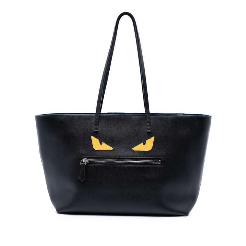 Fendi Leather Monster Roll Tote Black Leather Very good condition - Front View