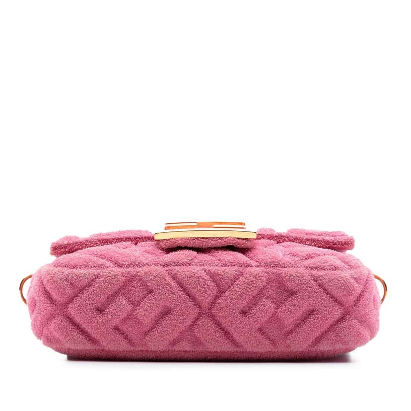 Fendi Embossed Terry Cloth FF 1974 Convertible Belt Baguette Pink Very good condition - Inside View