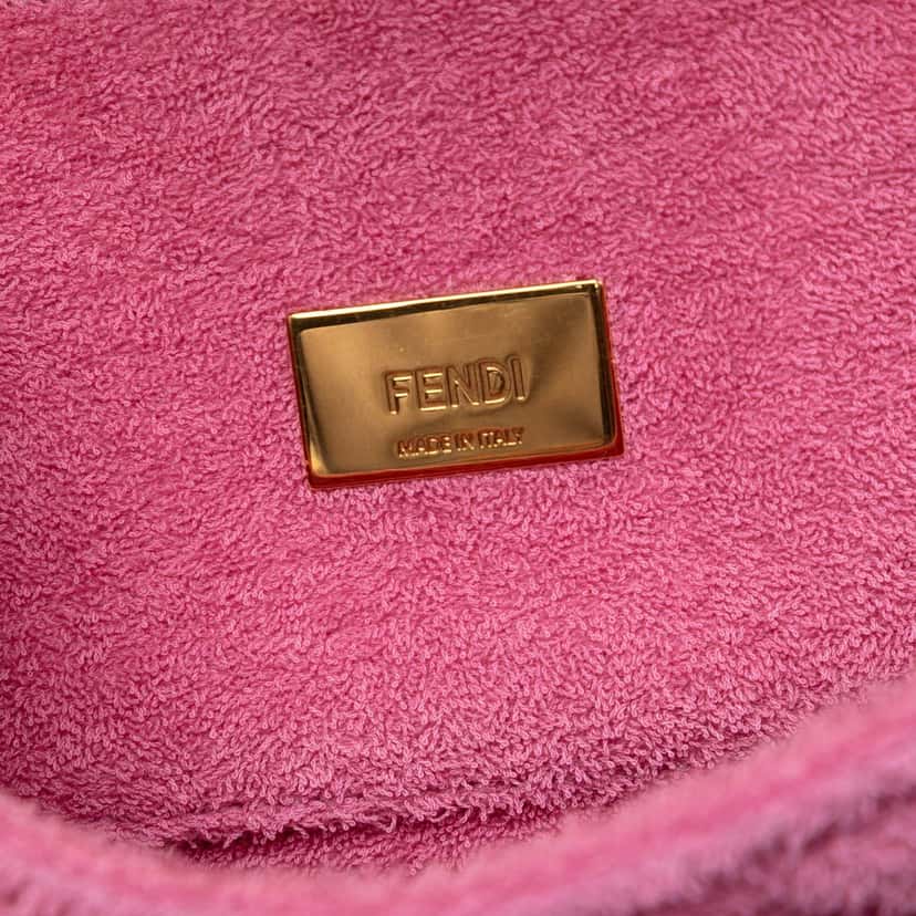 Fendi Embossed Terry Cloth FF 1974 Convertible Belt Baguette Pink Very good condition - Box View