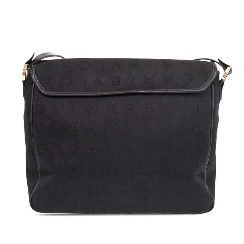 Bvlgari Logomania Canvas Messenger Bag Black Very good condition - Back View