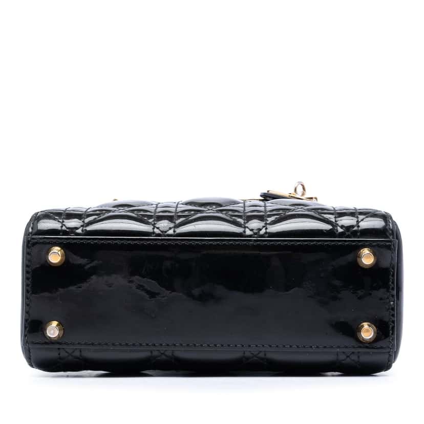 Dior Mini Patent Cannage Lady Dior Black Leather Very good condition - Inside View