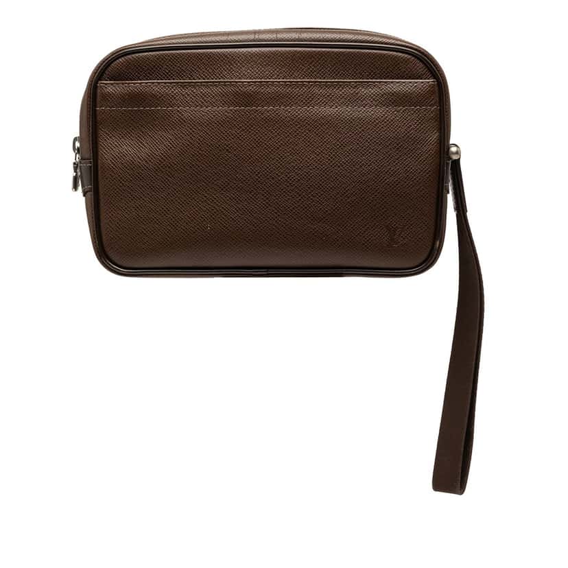 Louis Vuitton Taiga Pochette Kaluga Brown Leather Very good condition - Front View