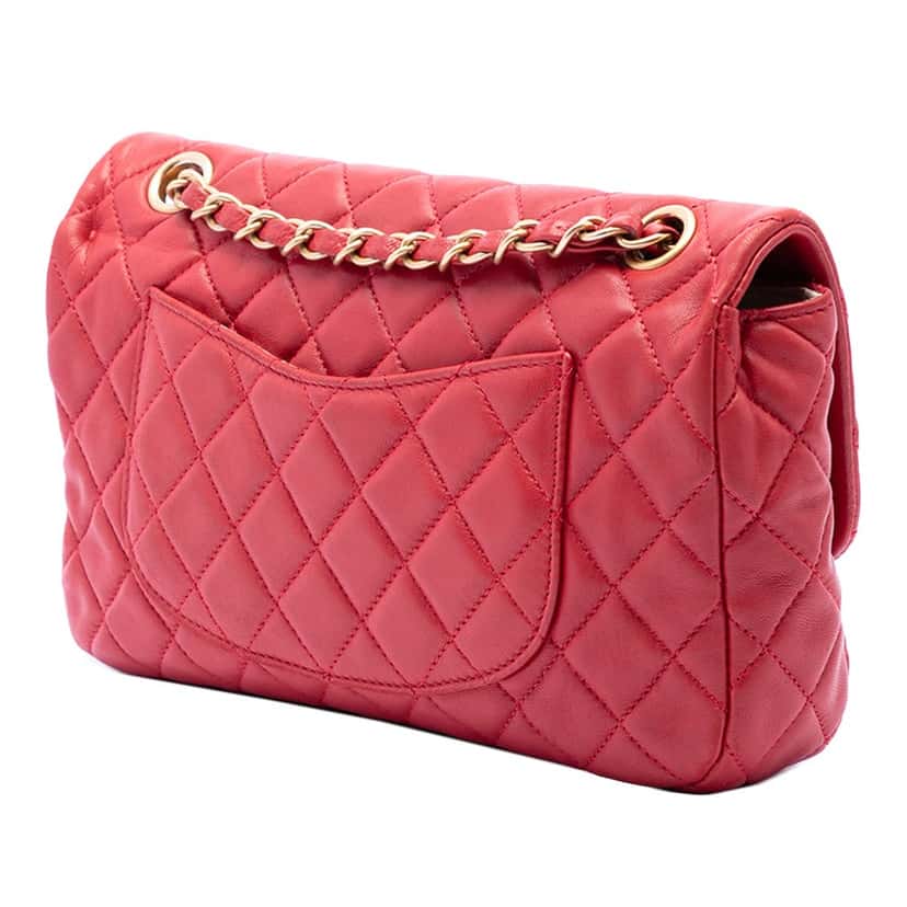 Chanel Medium Classic Lambskin Marine Charms Single Flap Red Leather Very good condition - Back View