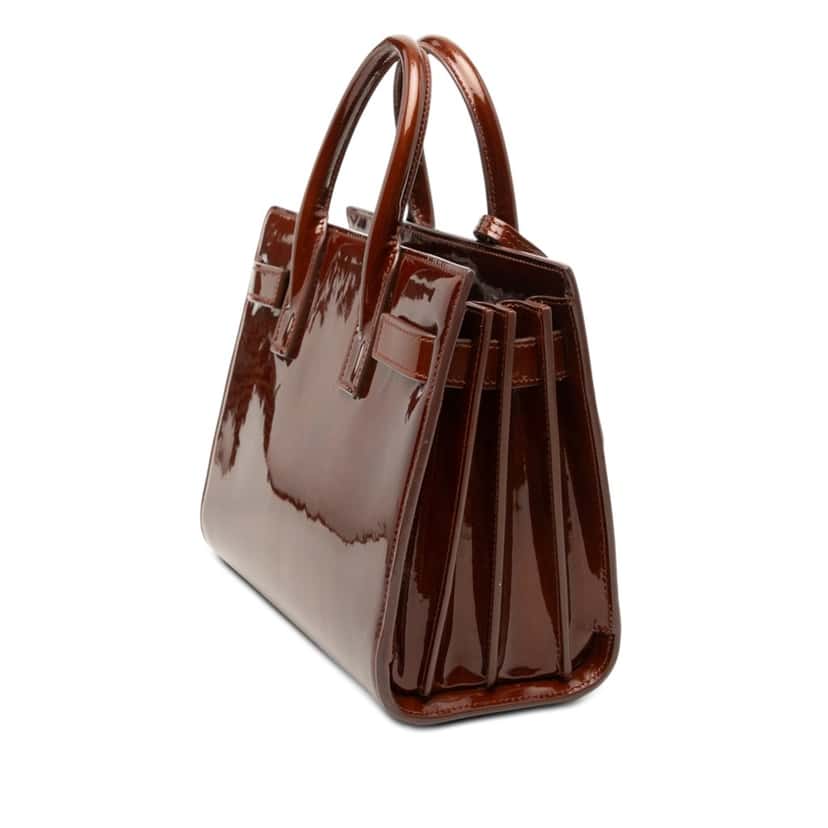 Saint Laurent Nano Patent Sac de Jour Satchel Brown Leather Very good condition - Back View