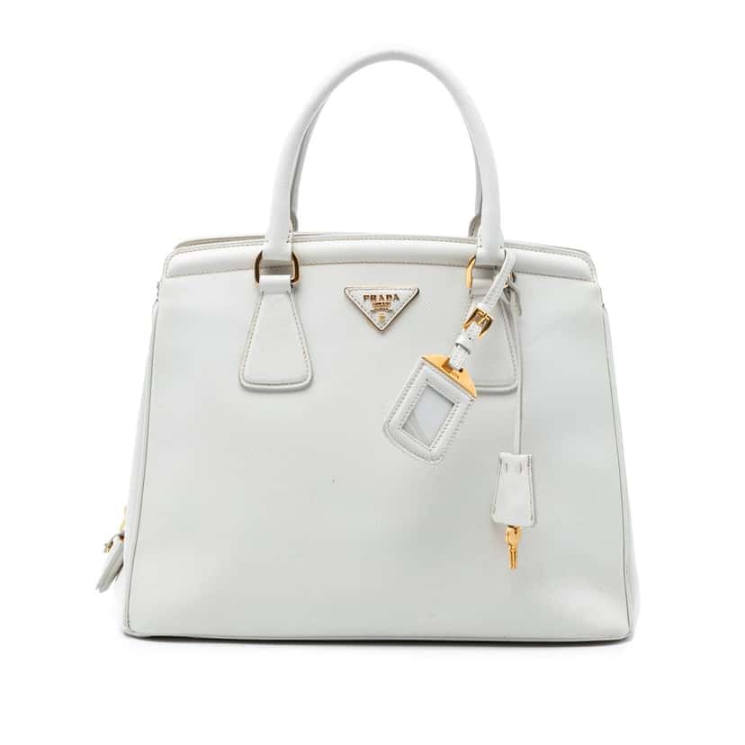 Prada Saffiano Lux Parabole Tote White Leather Very good condition - Front View