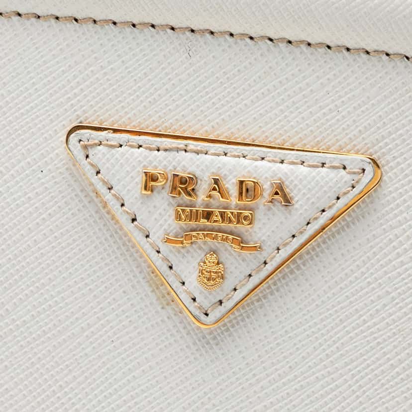 Prada Saffiano Lux Parabole Tote White Leather Very good condition - Box View