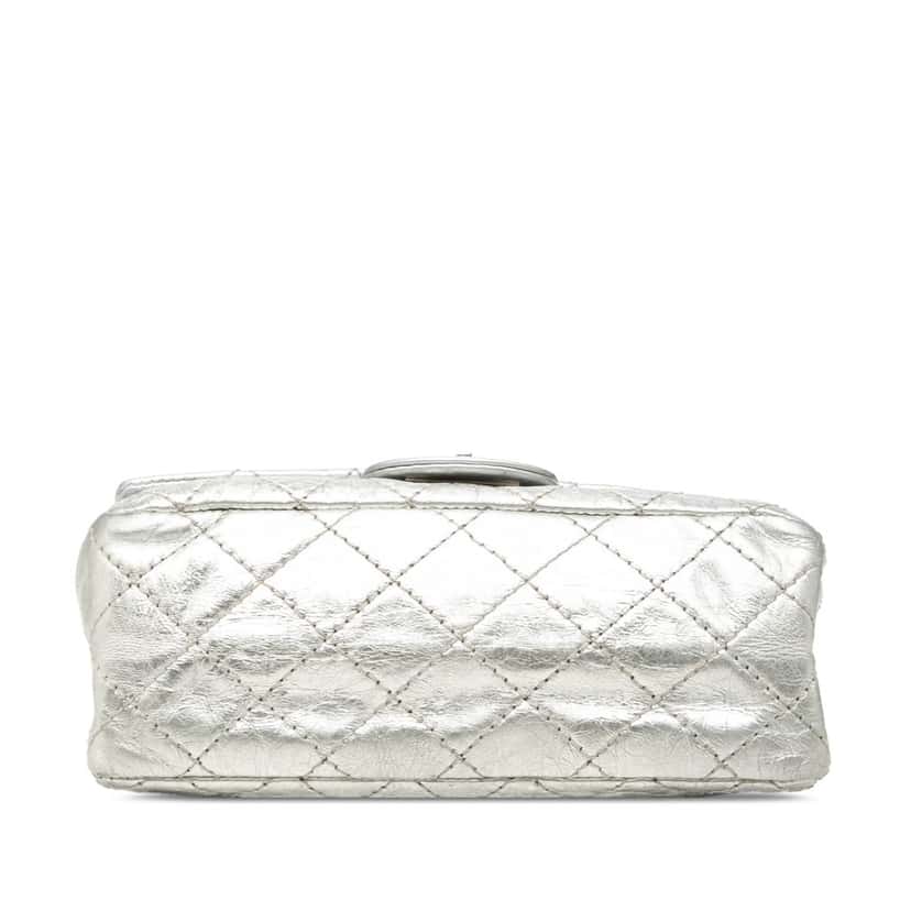 Chanel Metallic Aged Calfskin Reissue 2.55 Double Flap 224 Silver Leather Very good condition - Inside View