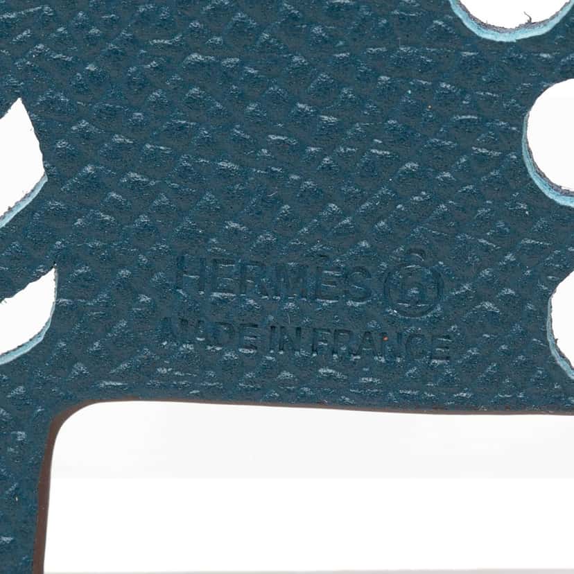 Hermès Epsom and Togo Petit H Peacock Key Bag Charm Blue Leather Very good condition - Inside View