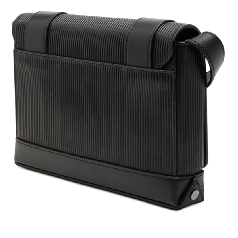 Dior Ribbed Calfskin Flap Messenger Bag Black Leather Very good condition - Back View