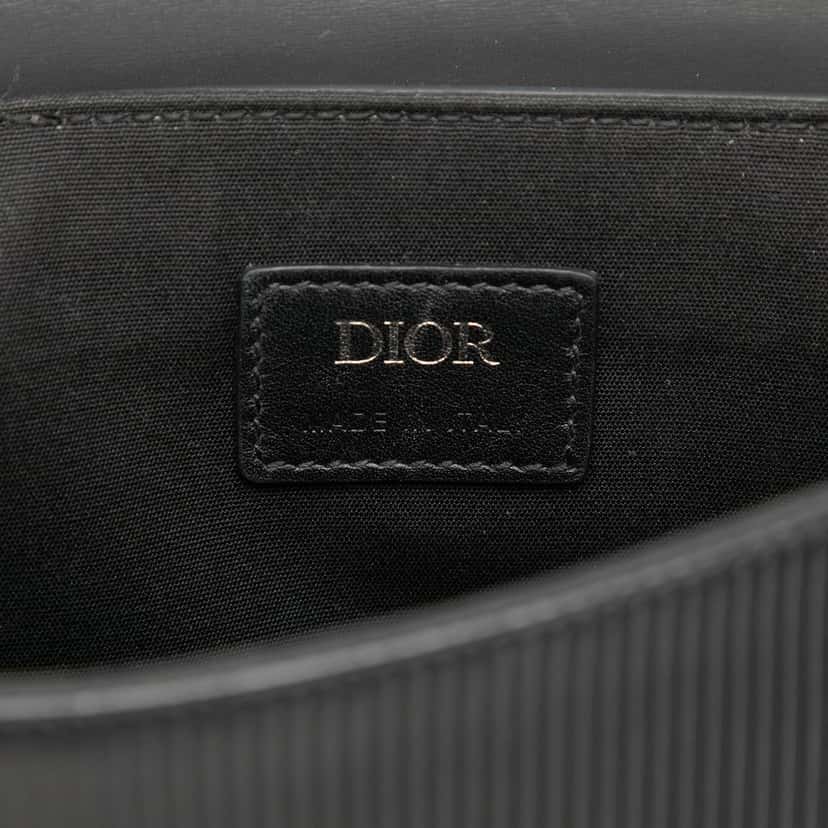 Dior Ribbed Calfskin Flap Messenger Bag Black Leather Very good condition - Box View