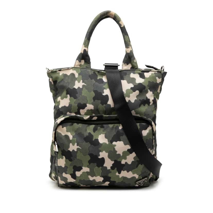 Prada Tessuto Camouflage Satchel Green Very good condition - Front View