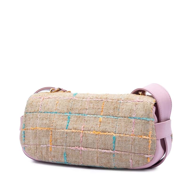 Chanel Chocolate Bar Tweed Mademoiselle Turnlock Flap Beige Very good condition - Back View