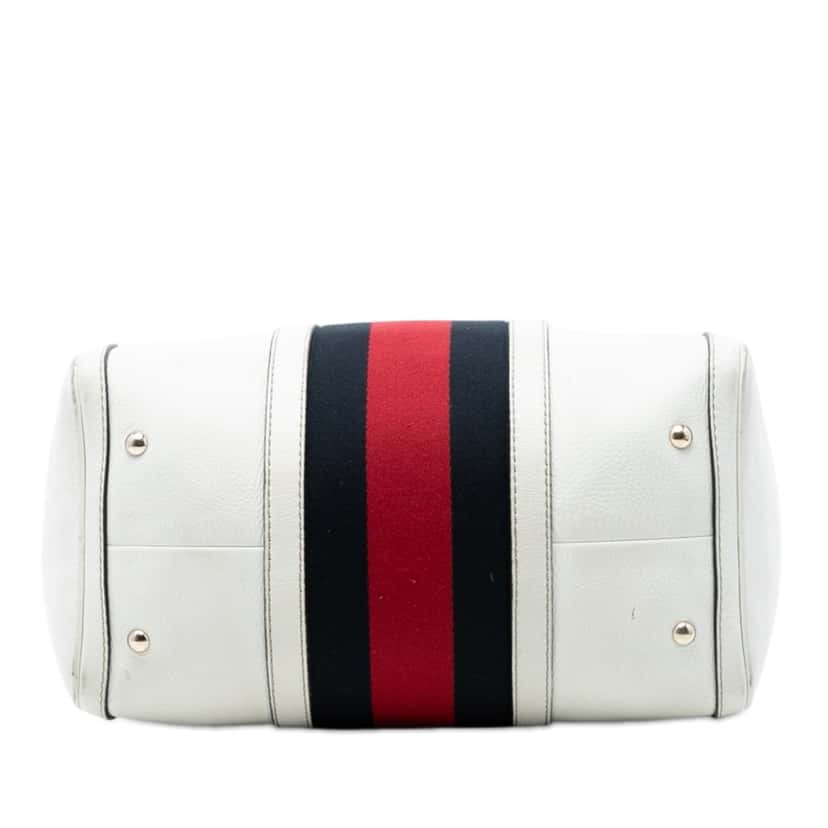 Gucci Medium Calfskin Web Joy Boston Bag White Leather Very good condition - Inside View