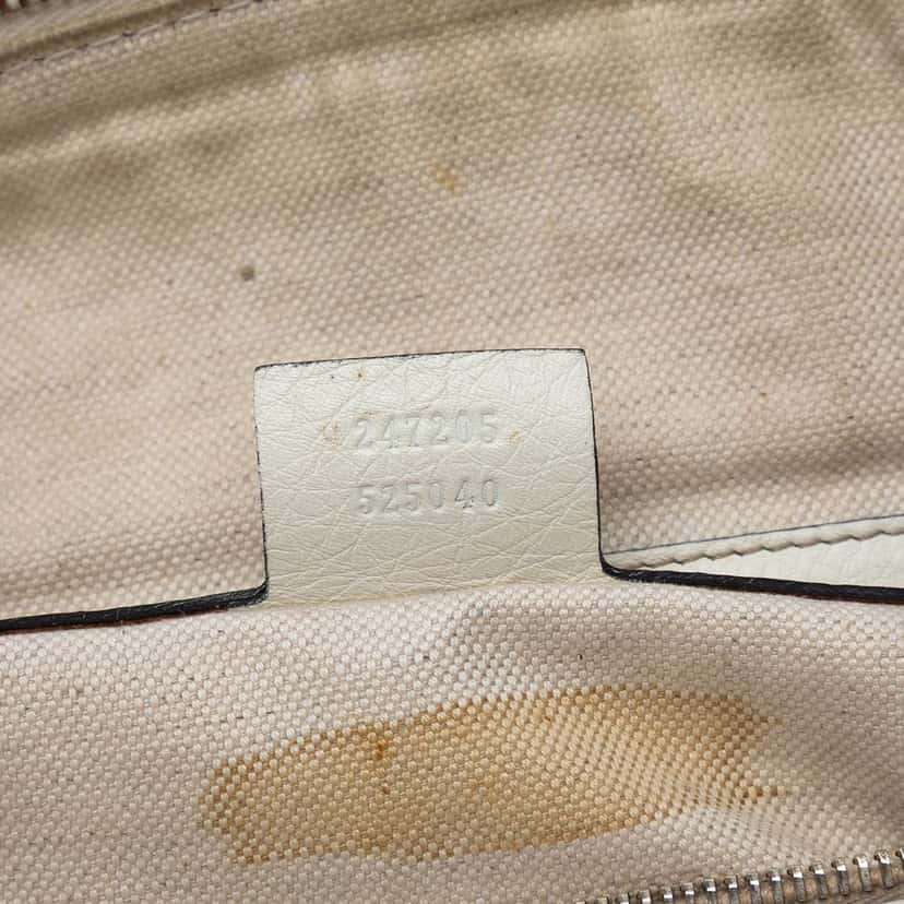 Gucci Medium Calfskin Web Joy Boston Bag White Leather Very good condition - Box View