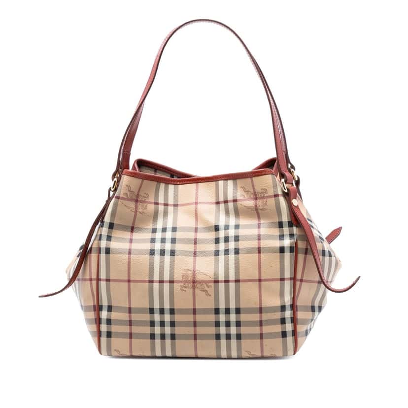 Burberry Small Haymarket Check Coated Canvas Canterbury Tote Beige Very good condition - Front View