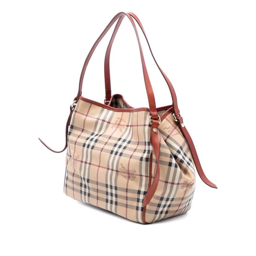Burberry Small Haymarket Check Coated Canvas Canterbury Tote Beige Very good condition - Back View
