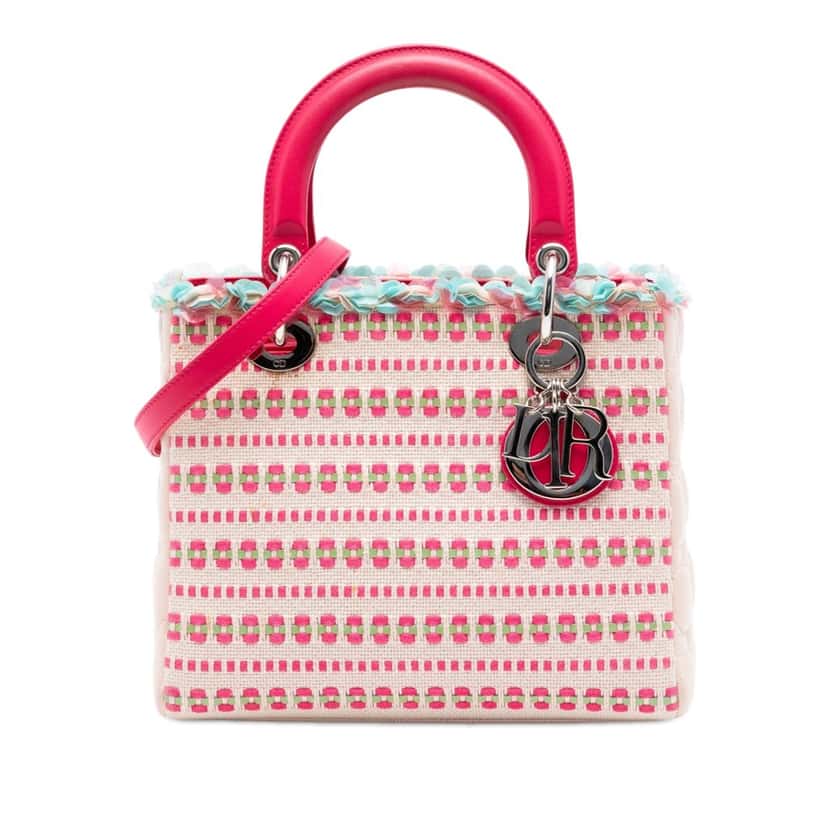 Dior Medium Tweed Sequin Lady Dior Pink Very good condition - Front View