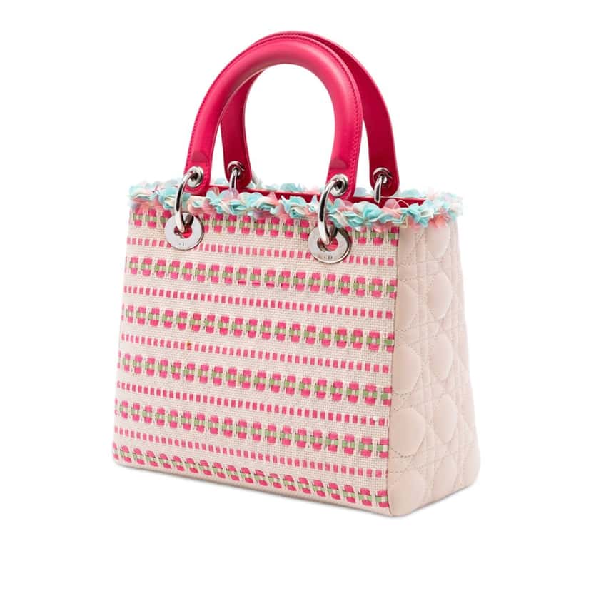Dior Medium Tweed Sequin Lady Dior Pink Very good condition - Back View