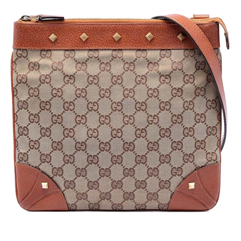 Gucci GG Canvas Nailhead Crossbody Beige Very good condition - Front View