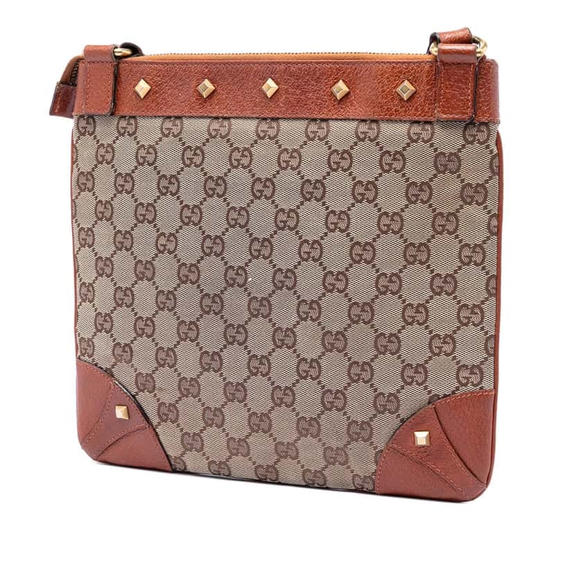 Gucci GG Canvas Nailhead Crossbody Beige Very good condition - Back View