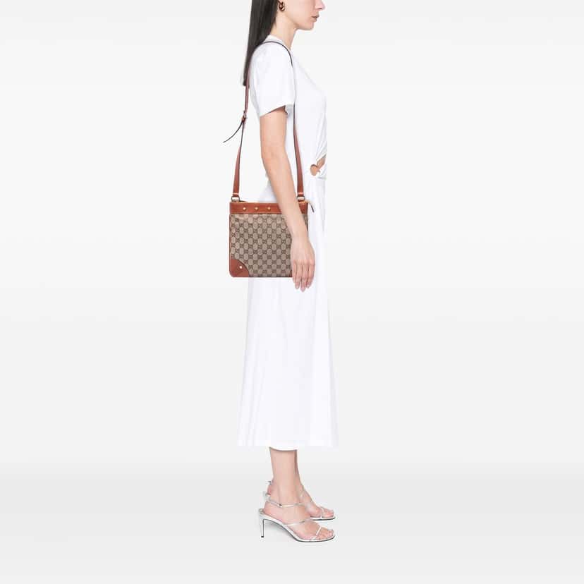 Gucci GG Canvas Nailhead Crossbody Beige Very good condition - Box View