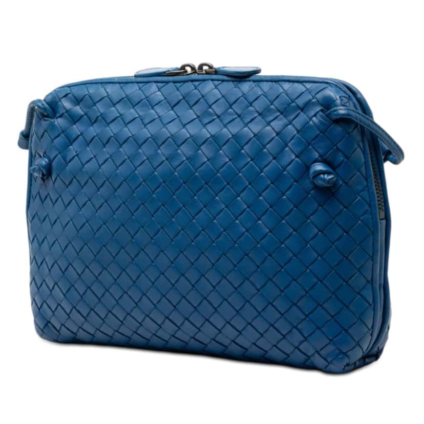 Bottega Veneta Nappa Intrecciato Nodini Crossbody Blue Leather Very good condition - Back View
