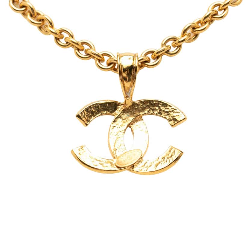 Chanel CC Gold Plated Pendant Necklace Gold Metal Very good condition - Back View