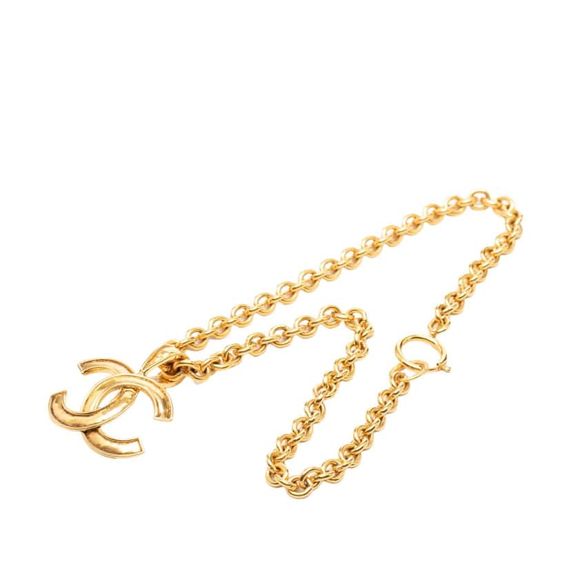 Chanel CC Gold Plated Pendant Necklace Gold Metal Very good condition - Box View