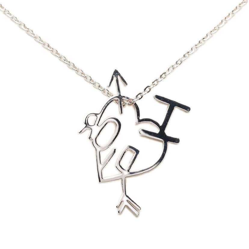 Dior Brass I Love Dior Heart Arrow Pendant Necklace Silver Metal Very good condition - Inside View